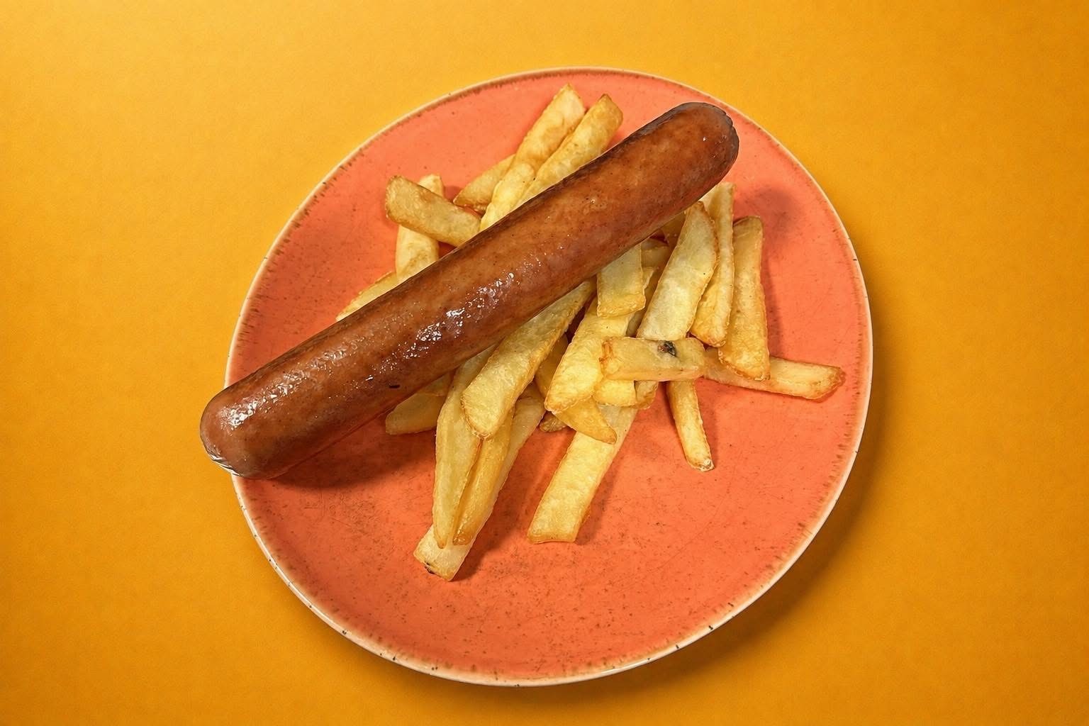 Grillpølse og fries - Poco Loco